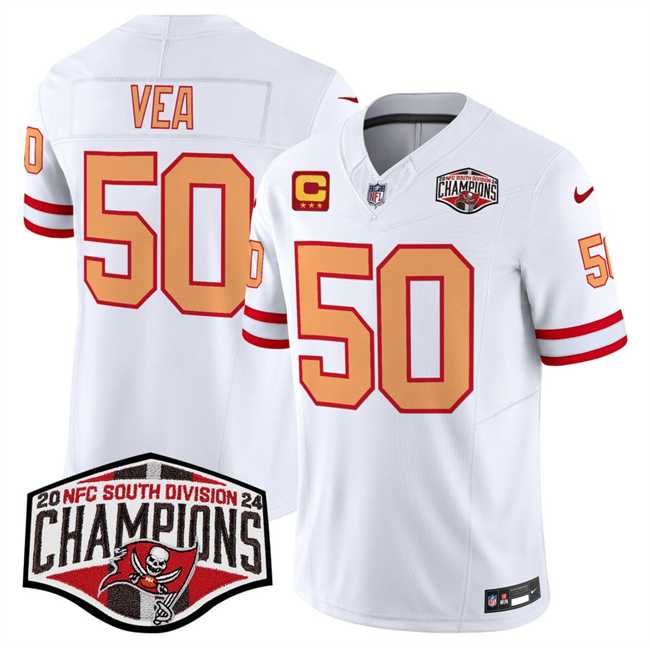 Men's Tampa Bay Buccaneers #50 Vita Vea White F.U.S.E. 2024 NFC South Champions With 3-Star C Patch Limited Stitched Jersey,We sell and wholesale Men's Tampa Bay Buccaneers #50 Vita Vea White F.U.S.E. 2024 NFC South Champions With 3-Star C Patch Limited Stitched Jersey on line form chian!